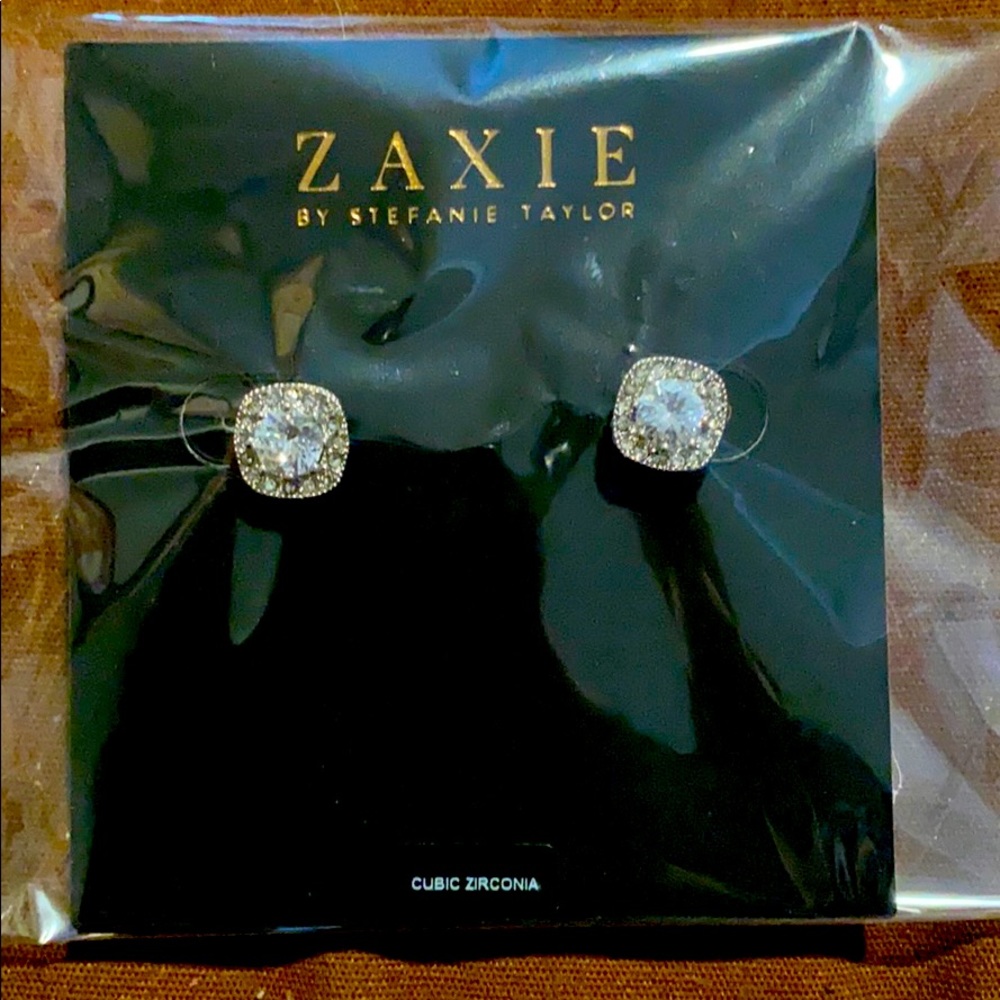 Cushion cut Cz Halo Stud Earrings
